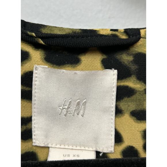 H&M Kimono Womens XS Black Gold Palm Leaf Cheetah Animal Print Open Cardigan - Picture 5 of 9